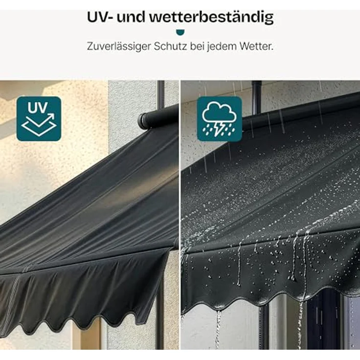 Klemmmarkise Stem 400x120x220-309 cm Schwarz [pro. tec] – Bild 7