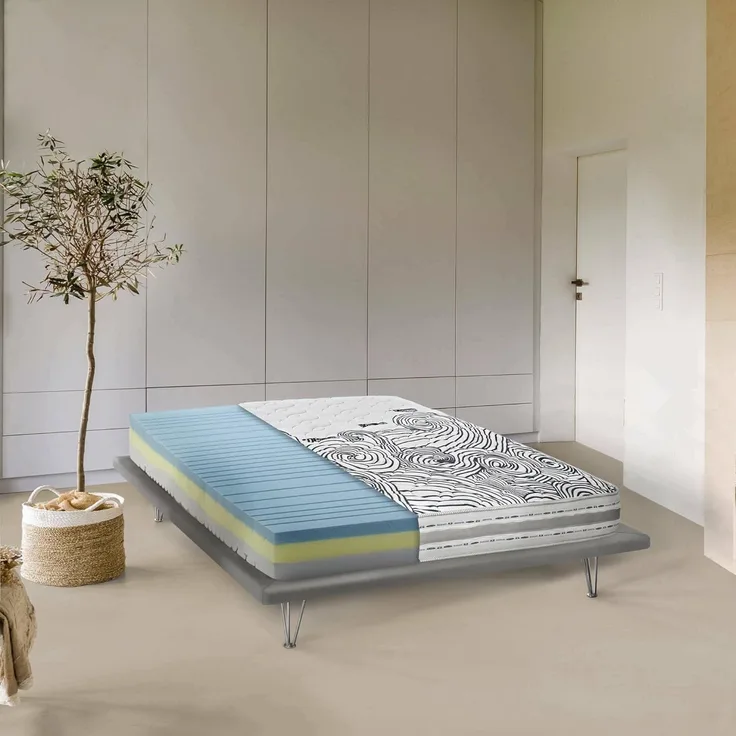 Talamo Italia - Vanda-Doppelmatratze, herausnehmbare Memory-Schaum- und Waterfoam-Matratze, 100 % Made in Italy, milbenhemmend und hypoallergen, 160 x 200 x 22 cm