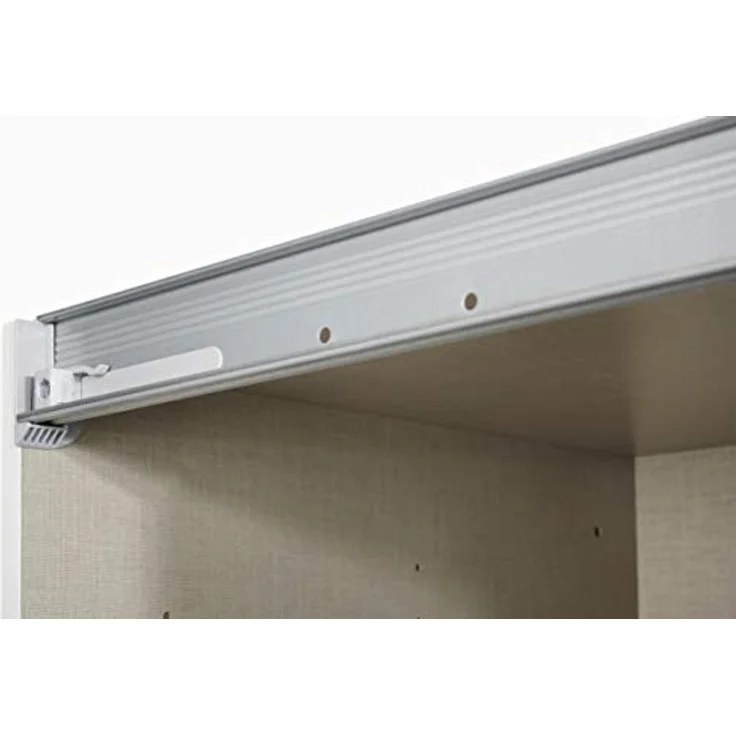 Rauch Möbel Imposa Kleiderschrank/Schwebetürenschrank mit Spiegel, 4 Einlegeböden, 4 Kleiderstangen, 3-türig, Hochglanz weiß/Alpinweiß, 316 x 62 x 210 cm – Bild 5
