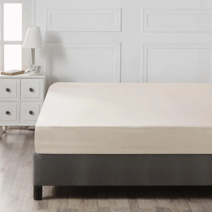 L'essentiel Maison 'Cream' Ranforce King Spannbettlaken (FR) (IT) (ES) (DE), Creme, 200+30 x 160 cm – Bild 3