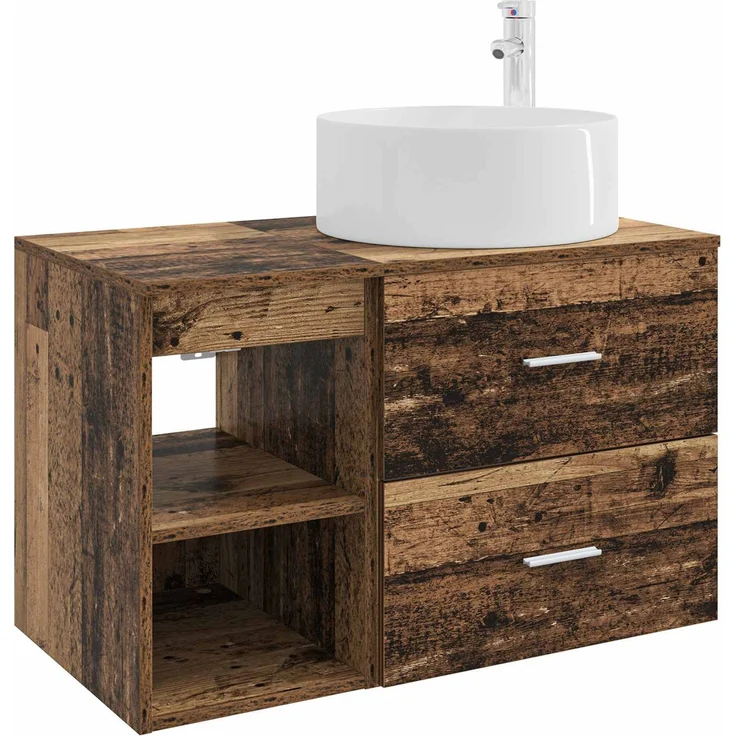 vidaXL Badezimmerschrank-Set 2 stk. Altholz 79,5 x 44,5 x 80 cm 3403934 – Bild 2