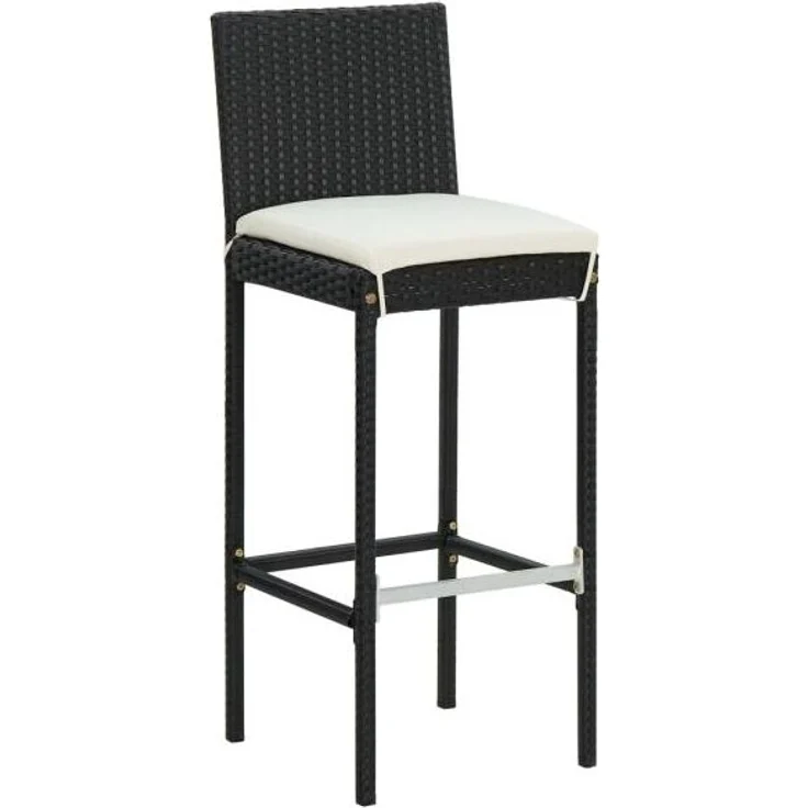 vidaXL Garten-Barhocker mit Kissen 2 Stk. Schwarz Poly Rattan 313435 – Bild 2
