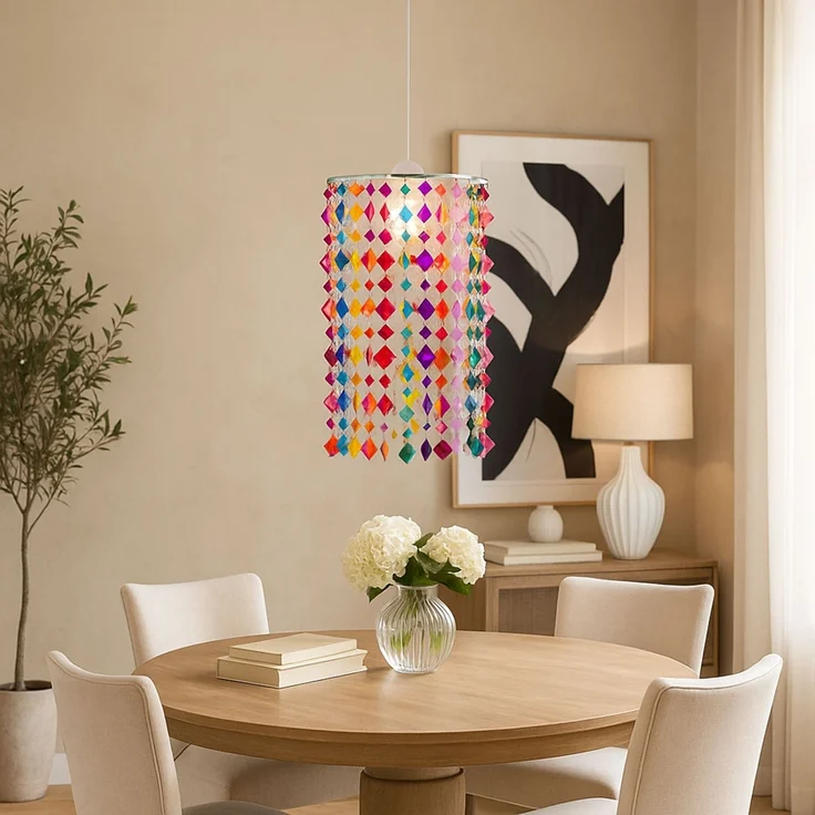 RGB LED Hängeleuchte, Kristalle bunt , App-/Sprachsteuerung – Bild 5