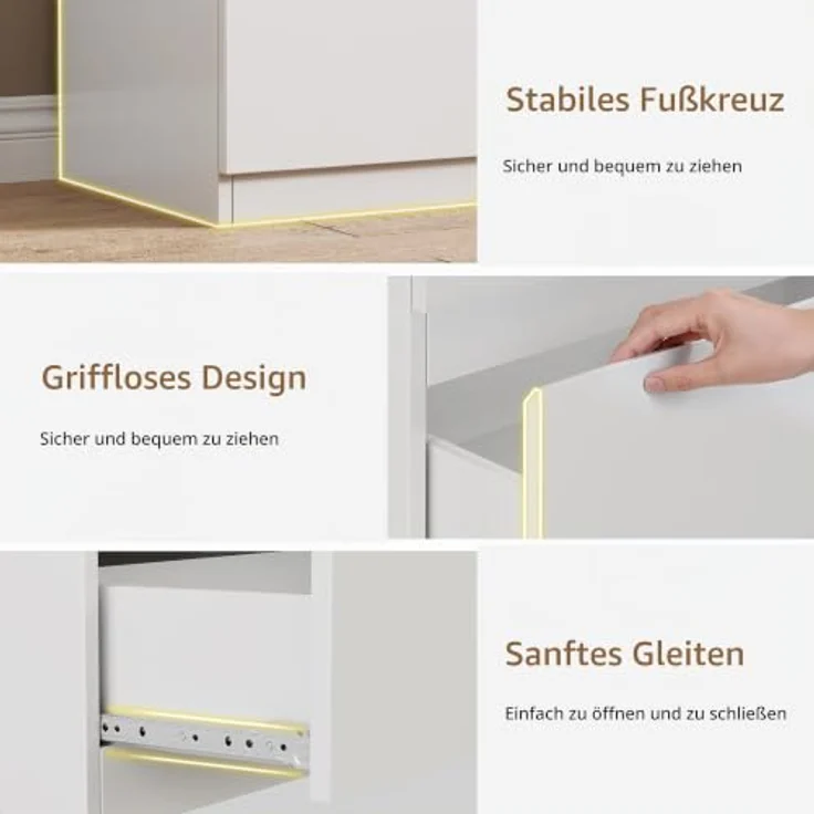 Jocoevol Kommode mit 5 Schubladen, Komodenschrank, Schubladenschrank, Moderner Schubladenschrank, Holzkommode mit Tiefen Schubladen für Wohnzimmer Schlafzimmer Eingangsbereich, 60 x 39 x 100 cm, Weiß – Bild 3