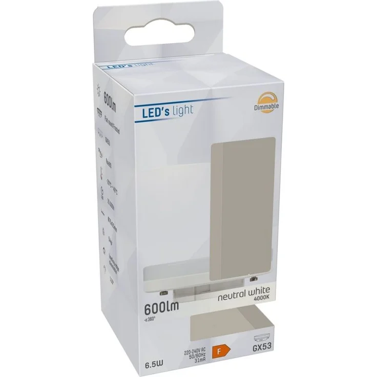 Led SMD Leuchtmittel - Flachrund GX53 GX53 6,5W 600lm 4000K Mattiert 110° - dimmbar "" – Bild 2