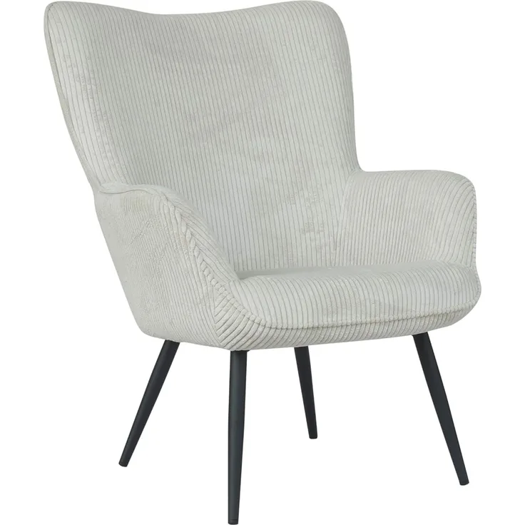 byLIVING Sessel Uta / Grob-Cord off-white / Gestell schwarz pulverbeschichtet / Relaxsessel /Armlehnen-Sessel / B 72, H 97, T 80 cm