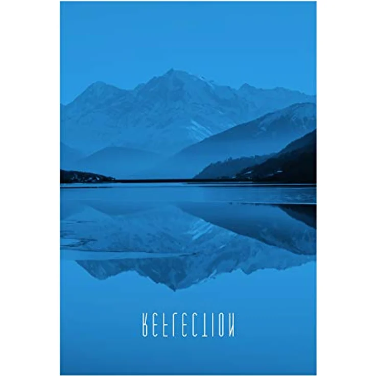 Komar Word Lake Reflection Blue, Wandbild ohne Rahmen, Kunstdruck 50 x 70 cm aus hochwertigem Fotopapier, seidenmatte Oberfläche, MADE IN GERMANY – Bild 1
