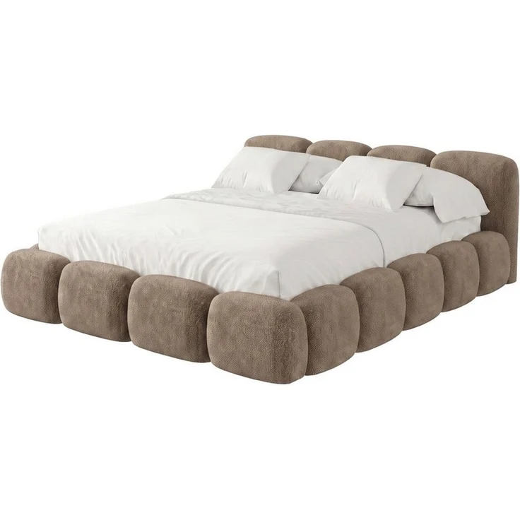 Muffo Polsterbett SUENO Metalllattenrost, Bettkasten, Chenille-Stoff (Ein Doppelbett 140x200 / 160x200 / 180x200 / 200x200 cm), mit Kopfteil Frei Verwendungsstelle, Metalllattenrost – Bild 4