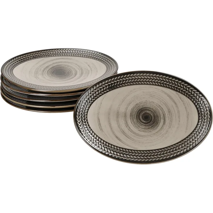MÄSER Servierplatte Mäser Prospero 6x Platte oval 24,4cmx16,8cm braun Porzellan Relief, Porzellan