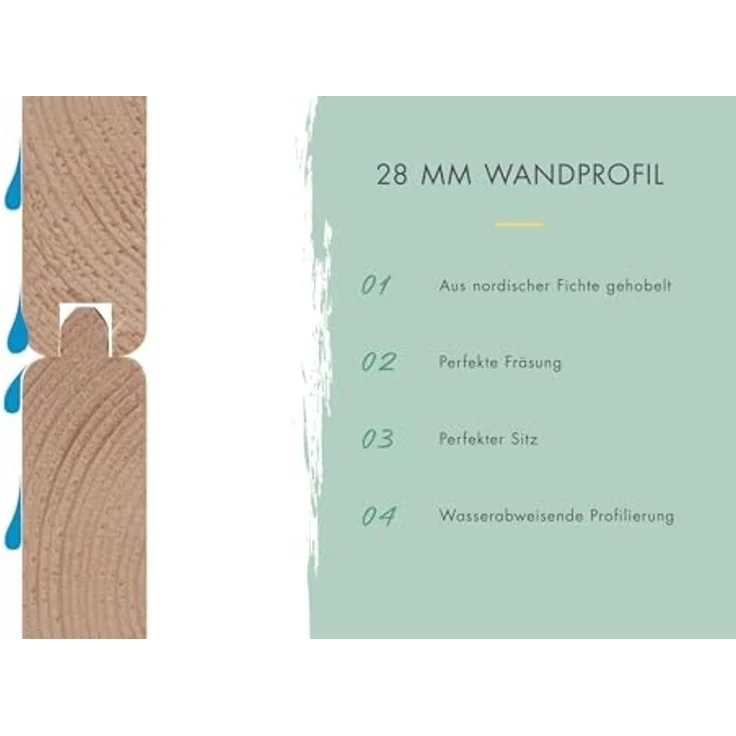 Karibu Holz Gartenhaus "Theres 3", naturbelassen, 2,4x2,4 m (B x T),ohne Anbaudach – Bild 5