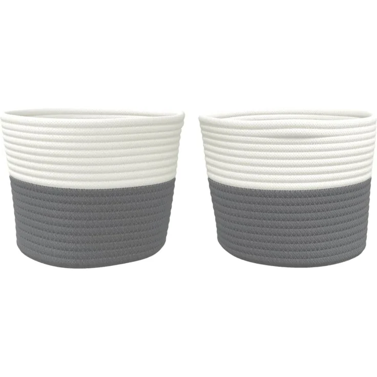 vidaXL Aufbewahrungskörbe 2 Stk. Grau und Weiß Ø24x18 cm Baumwolle 358453 – Bild 4