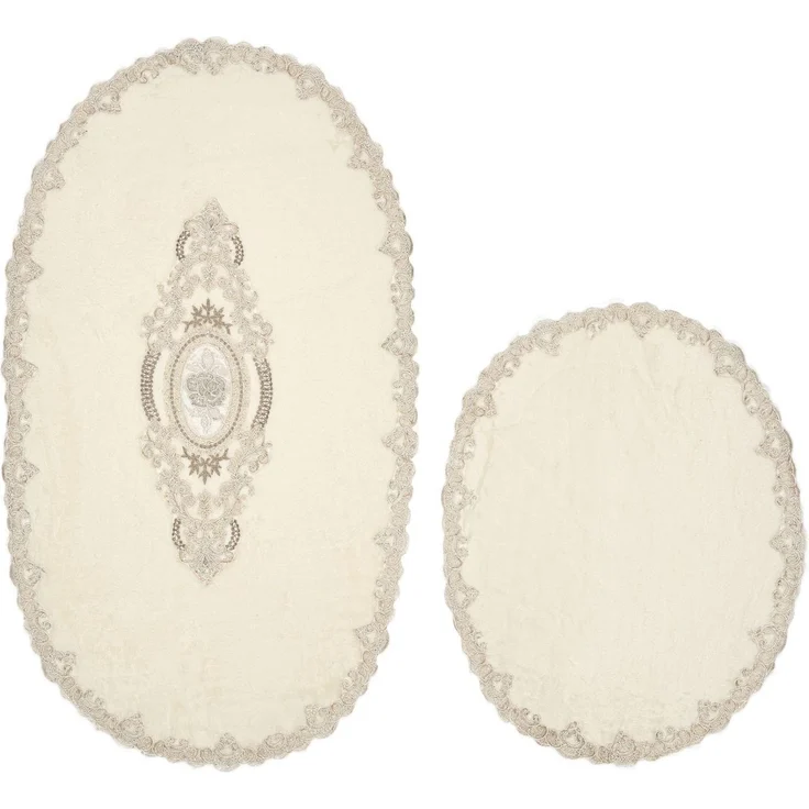 Mijolnir 'Selonya Oval - Cream' Badematten-Set (2-teilig), Creme – Bild 2