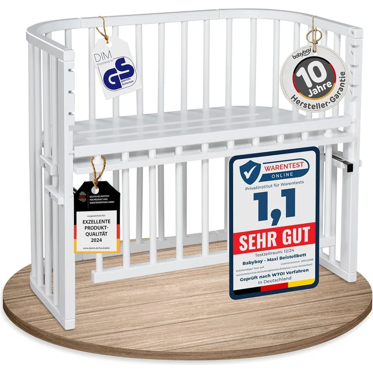 babybay Boxspring Comfort Plus Beistellbett, Buche schiefergrau, extra belüftet