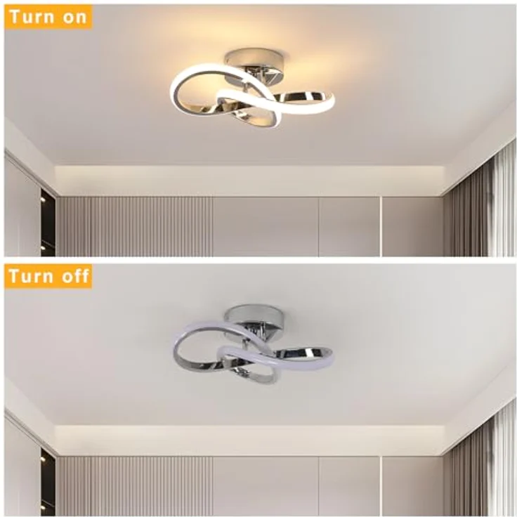 Comely LED Deckenleuchte, 30W 3300LM Moderne Deckenlampe in Blumenform, Silberne Acryl LED Deckenbeleuchtung für Wohnzimmer Schlafzimmer Flur Küche, Warmweißes Licht – Bild 8