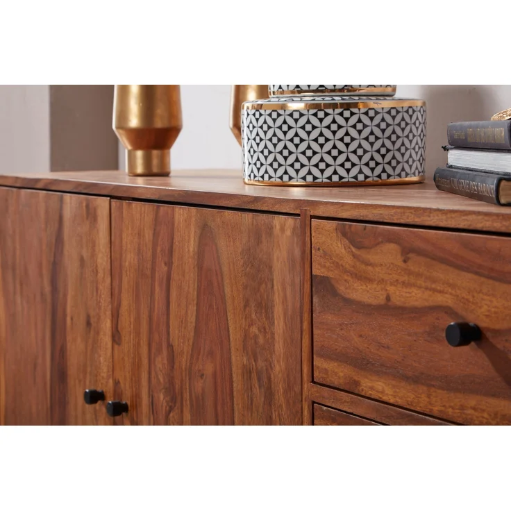 Sideboard WL5.629 Sheesham Massivholz 145x75x40cm Landhaus 3 Schubladen 2 Türen – Bild 11