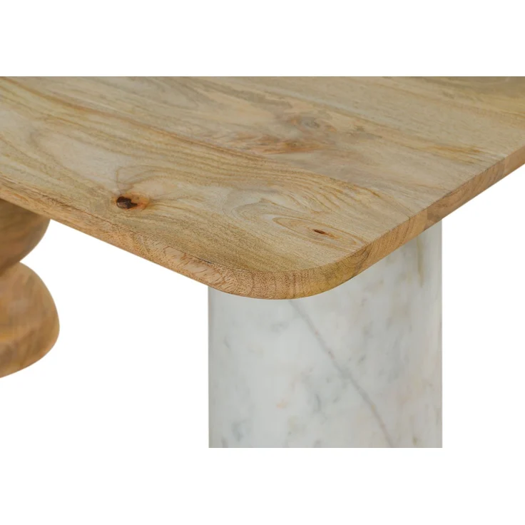 Couchtisch Mango 100x60x45 natur lackiert / Marmor weiß FLORENZ #105 – Bild 3