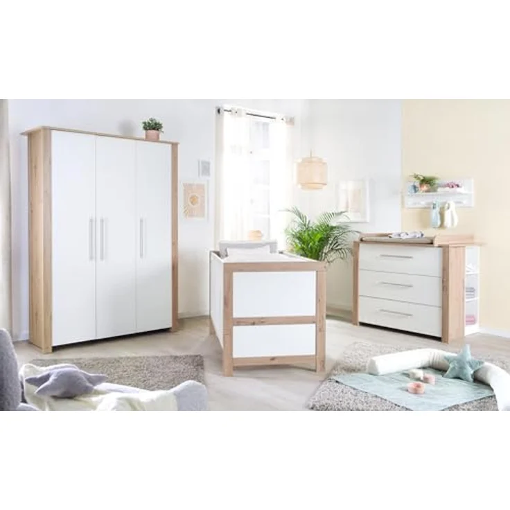 roba Kinderzimmerset 'Malo' - 3-teilig - inkl. Kinderbett 70 x 140 cm - Weiß / Natur – Bild 2