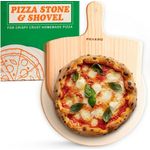 Praknu Pizzastein Pizzastein für Backofen & Gasgrill inkl. Pizzasschieber - 2er Set, Cordierit, (Set, 2-St, Pizzastein und Pizzaschieber Set), Für Knusprigen Boden - bis 900 °C - Wärme Speichernd - Pizzaschaufel
