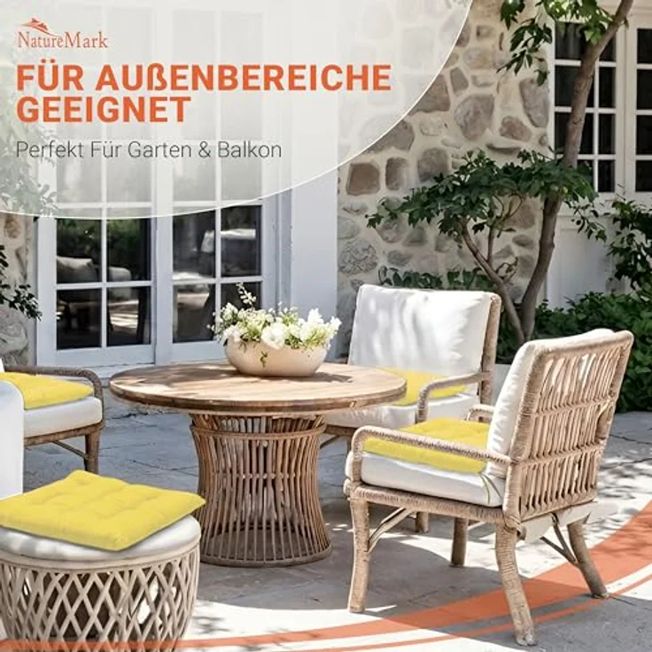 NatureMark Sitzkissen Sitzkissen 40 X 40 CM, Universal Sitzpolster Kissen, schadstoffgeprüft, Gelb – Bild 4