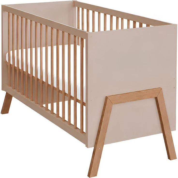 Baby-Delux Babybett Juna Kiefer umbaugitter, Kinderbett 60x120 umbaubar Schutzgitter Matratze – Bild 2