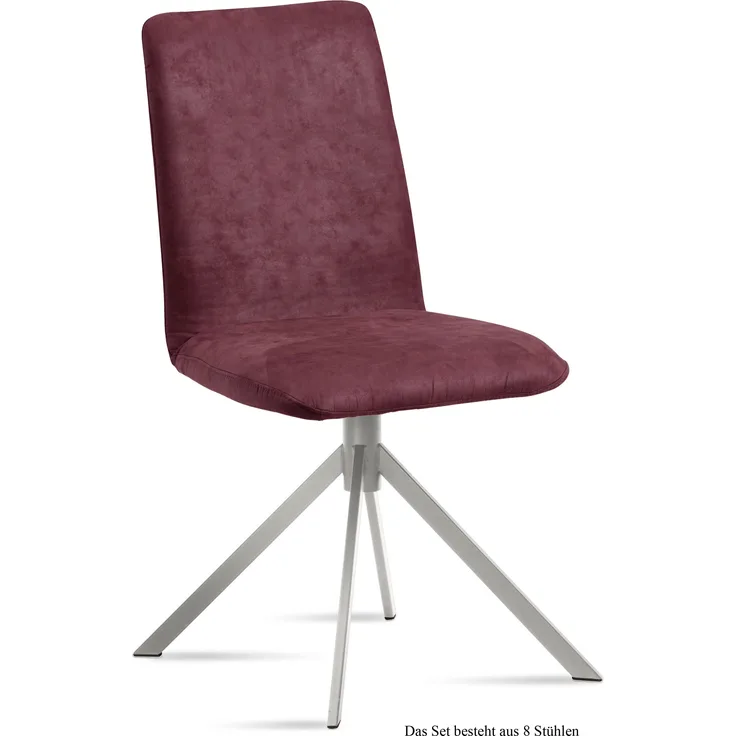 Esszimmerstuhl (8er-Set) Dorice 47x92x60 Edelstahl/Marsala