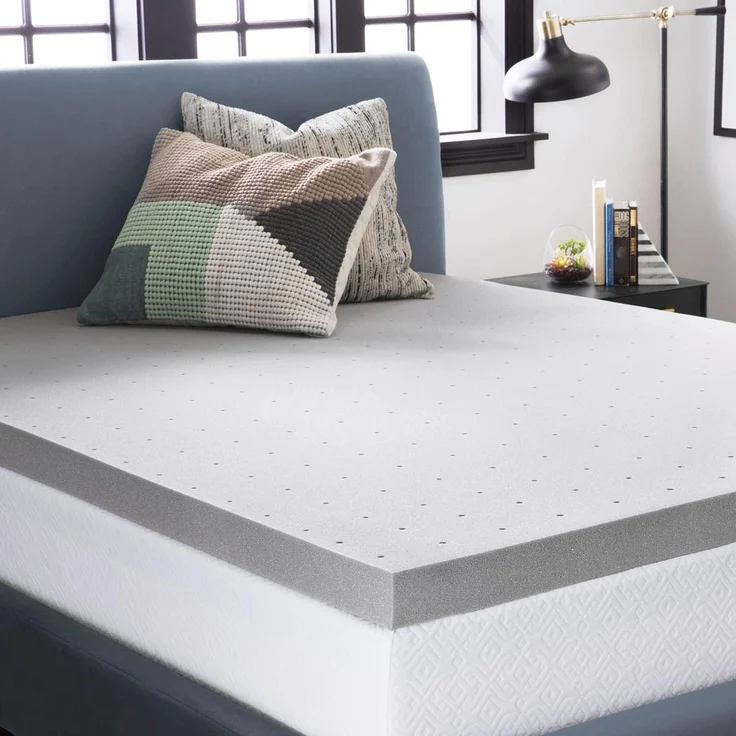 LUCID 7,5 cm Bambuskohle Memory Foam Matratzenauflage - Aktivkohle - Atmungsaktive Matratzenauflage, Doppelbett (135x190 cm)