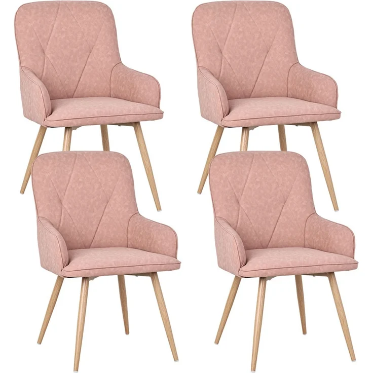 HOMAVO Esszimmerstuhl 4 Stück mit Armlehnen Lederlook Pink 57x62x87cm, YZ3 – Bild 1