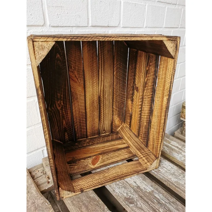 Obstkiste Weinkiste Holzkiste vintage geflammt 50x40x30 cm im 12er SET – Bild 8