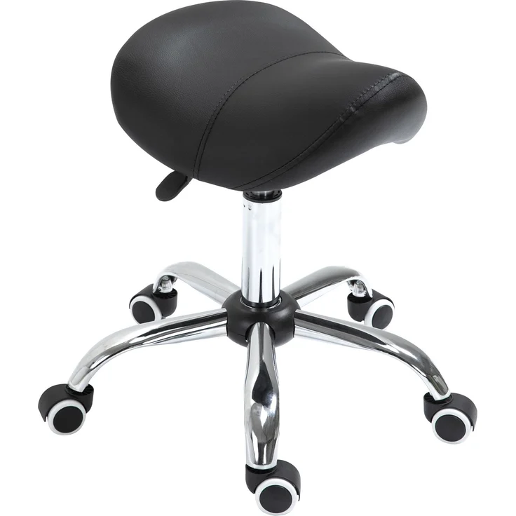 Rollhocker höhenverstellbar Drehhocker 49-61 cm Arbeitshocker drehbarer Sattelhocker für Büro Salon Massage Spa Schwarz--Schwarz--61x52x53cm--CHENHAONING – Bild 2