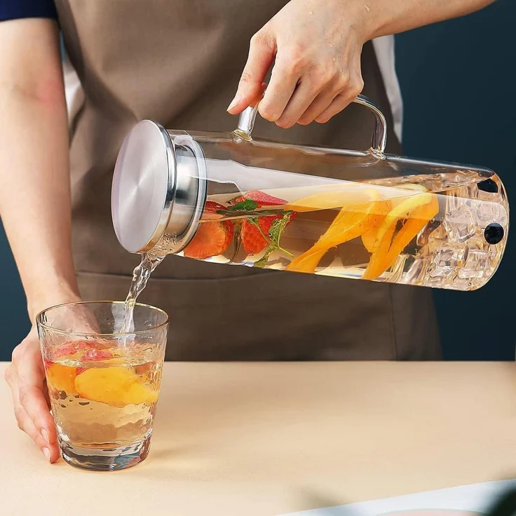 Kyraton Wasserkaraffe 1.5L Klarglas Heiß Kaltgetränke Wasserkrug Karaffe – Bild 3