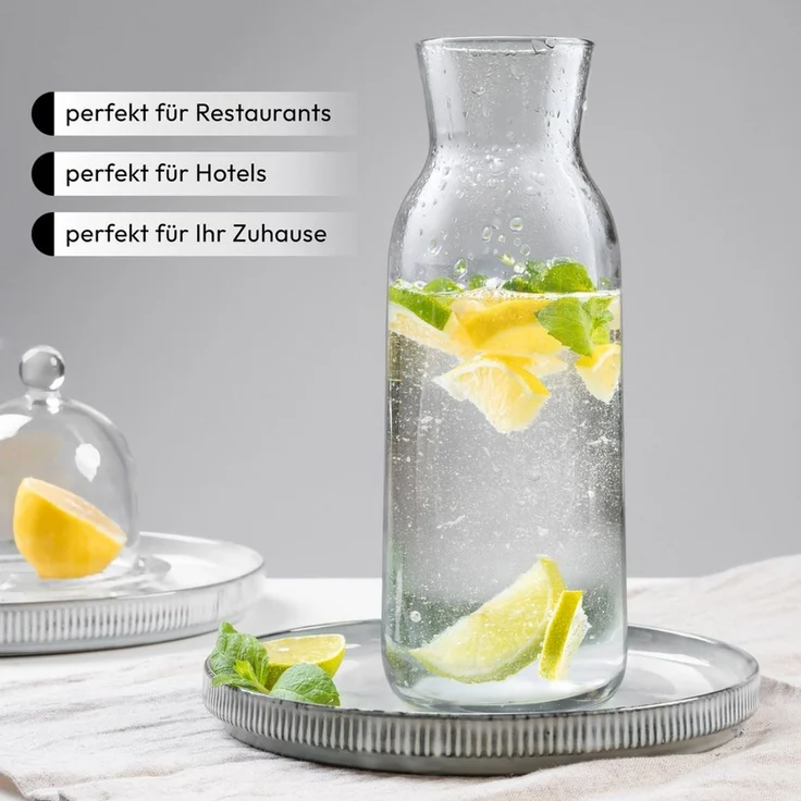 KONZEPT Karaffe Wasserkaraffe mit Deckel, Karaffe aus Glas 1 liter, (1-tlg), ideal für Wasser, Saft, Limonade und Milch – Bild 4