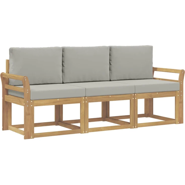 vidaXL Outdoor-Sofagarnitur 3 stk. Weiß und Hellgrau Polyester 3387175 – Bild 2