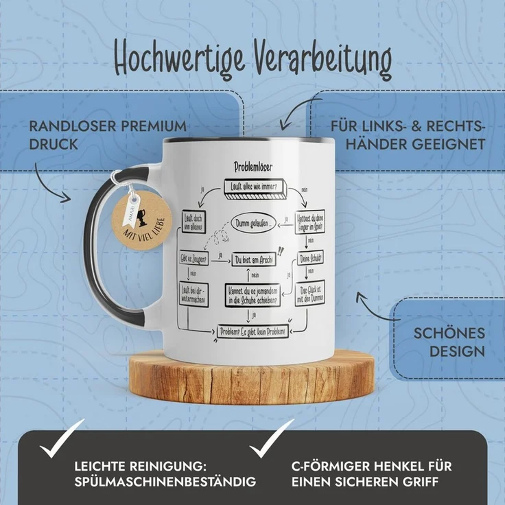 Amari Tasse Problemlöser Spruch, lustige Geschenkidee Kollege Kollegin Chef Nr. 20, Keramik, Kaffeetasse Teetasse Bürotasse 330 ml Geschenkbox Geburtstag – Bild 3