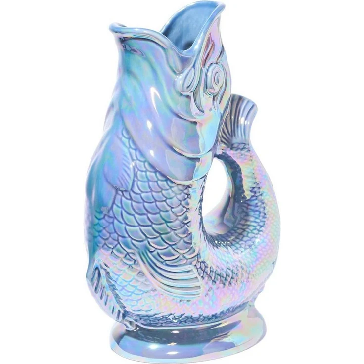 Gluckigluck Wasserkaraffe, (Original Gluggle Jug aus England), mit Gluckergeräusch, handgefertigt, ikonisches Fisch-Design, 1,2 L – Bild 3