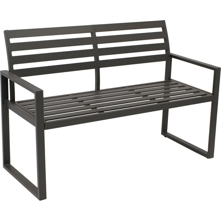 DEGAMO Gartenbank ATLANTA (1-St), 2-sitzer 123cm, Aluminium rostfrei in dunkelgrau, modern – Bild 1