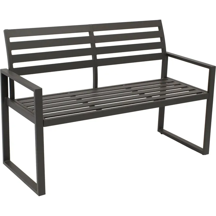 DEGAMO Gartenbank ATLANTA (1-St), 2-sitzer 123cm, Aluminium rostfrei in dunkelgrau, modern