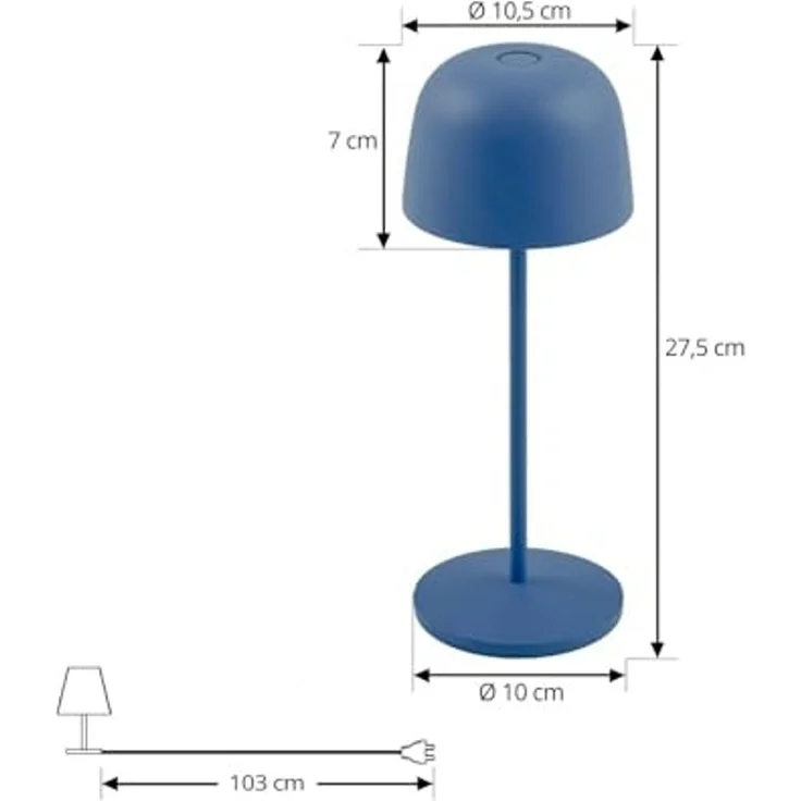 Lindby Außen-Tischleuchte Arietty, LED, Metall, Blau warmweiß IP65, 1 x 2,2 W LED, warmweiß – Bild 5