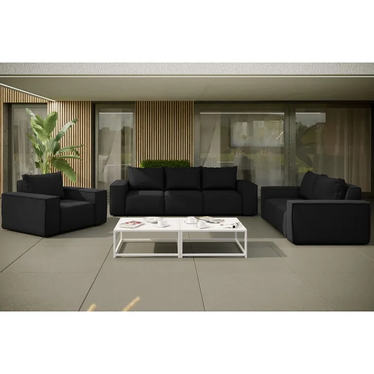 Gartenmöbel-Set GARDENT 3-2-1 wetterfester Stoff NXL Schwarz