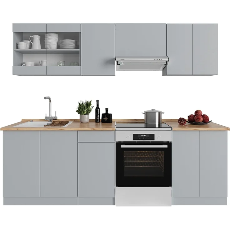 Küchenzeile R-Line Grau 240 cm , AP Eiche Vicco – Bild 6