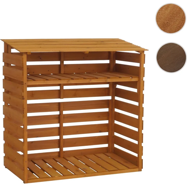 Brennholzlager HWC-Q16, Kamin-/Feuerholzregal Holzlager Holzunterstand, Ablage Holz Tanne FSC® 121x122x61cm ~ natur – Bild 10