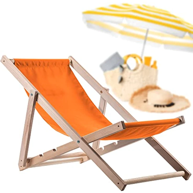 Kadax Holzliegestuhl, Orange, Klappstuhl aus Buchenholz, 53x78 cm, UV- und feuchtigkeitsresistent, bis 120 kg Tragfähigkeit – Bild 11