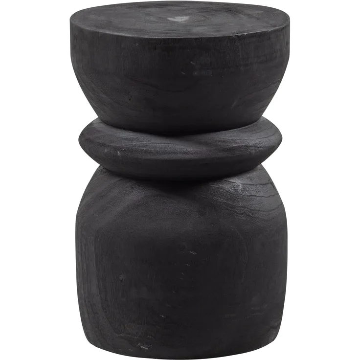 Hocker Bikkel aus Paulowniaholz, Schwarz