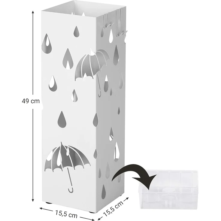 Songmics Regenschirmständer, Metall Weiß, 15,5 x 15,5 x 49 cm – Bild 5