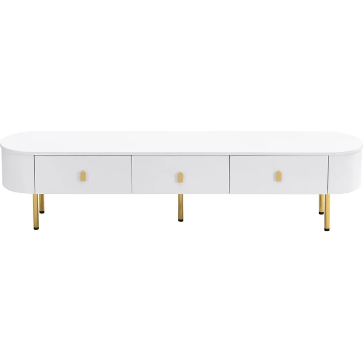 Couchtisch- & TV-Schrank-Set, MDF mit Schubladen, 108x50x40 cm & 174x35x41 cm, Weiß/Gold – Bild 9