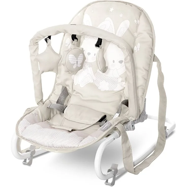 Lorelli Babywippe Eliza Spielbogen, verstellbar, Tragegriffe, Schwingeffekt beige weiß