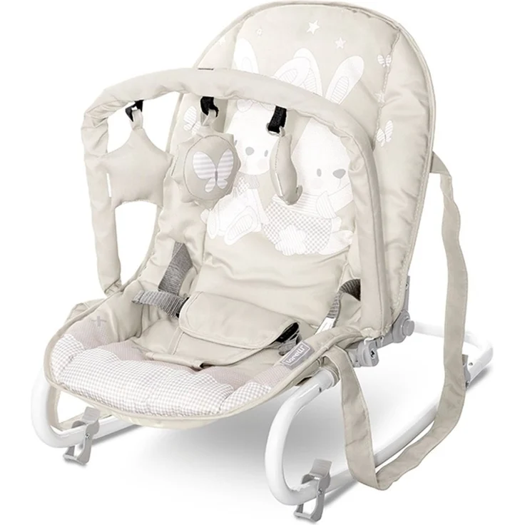 Lorelli Babywippe Eliza Spielbogen, verstellbar, Tragegriffe, Schwingeffekt beige weiß – Bild 1