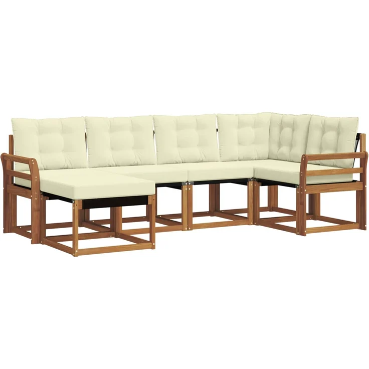 vidaXL Outdoor-Sofagarnitur 6 stk. 6-Sitzer Natur und Creme 3368833 – Bild 2