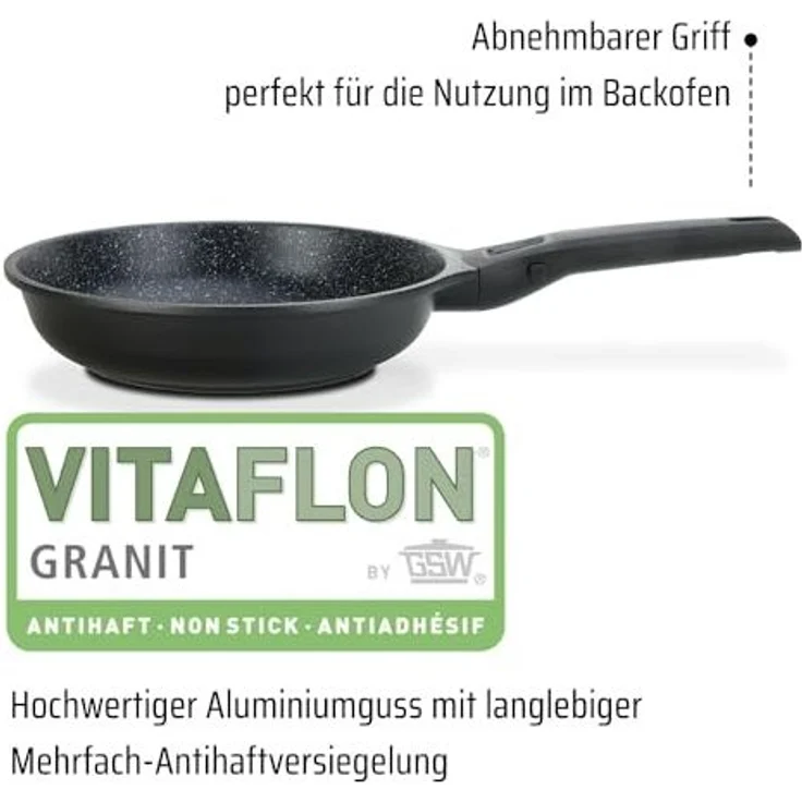 GSW Pfannen-Set Easy Click, Aluminiumguss (Set, 2-tlg, 1x Bratpfanne Ø 20 cm, 1x Bratpfanne Ø 28 cm), Induktion – Bild 3