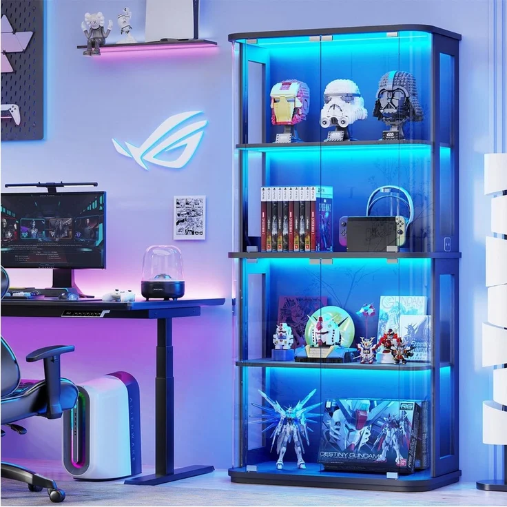 BROTTAR Glasvitrine im Runddesign 4 Ebenen mit LED Beleuchtung & Sensor (1-St) Vitrine für Figuren und Sammlungen – Bild 3
