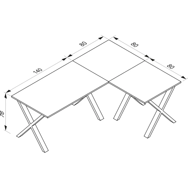 VCM Schreibtisch Lona 919789 Schwarz / Honig-Eiche H. 76 x B. 220 x T. 160 cm – Bild 3